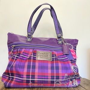 COACH Poppy Tartan Plaid Glam Tote
